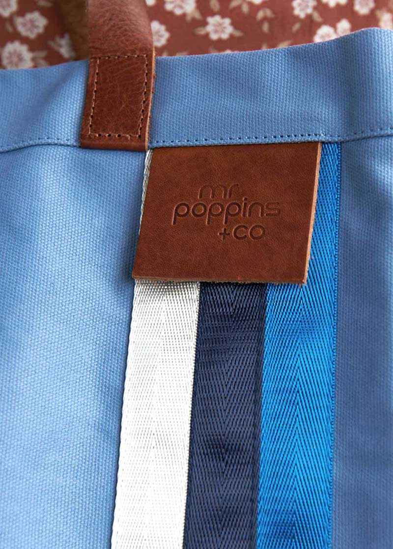 Close up of feature details of Chica Everyday tote in genuine leather