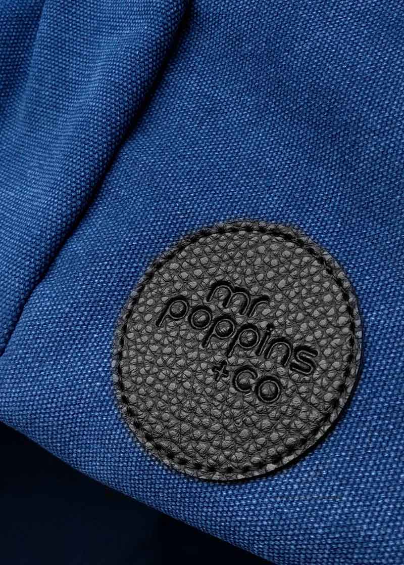 close up on embossed logo of front of Leisure Bag