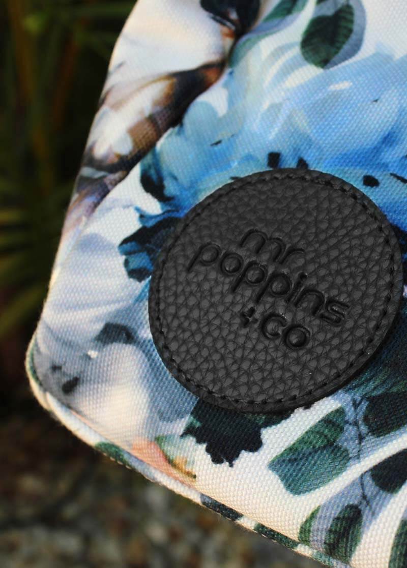 close up on embossed logo of front of Leisure Bag