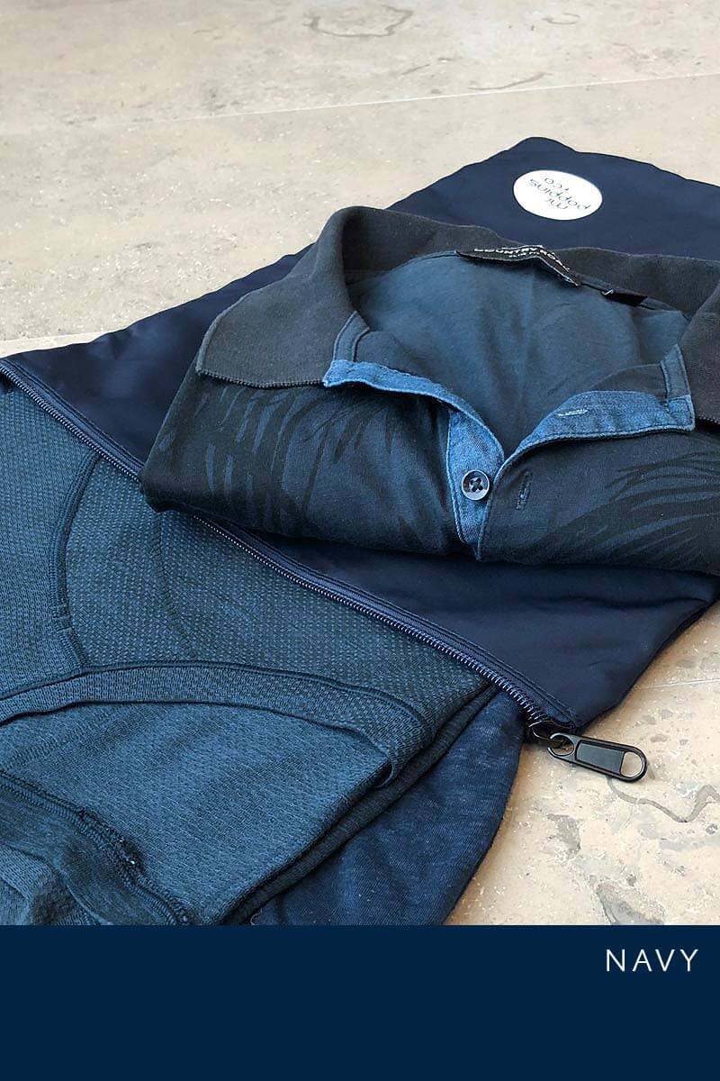 Navy wet bag / packing cell protects shirts and tops